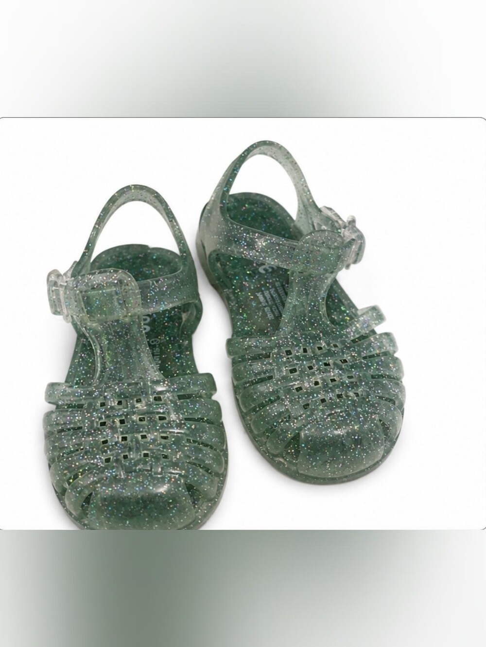 Girls Green Glitter Jelly Sandals | Toddler Size 6